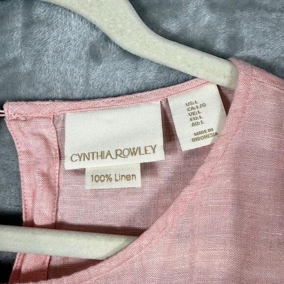 Cynthia Rowley Top Large Pink 100% Linen - Picture 4 of 8